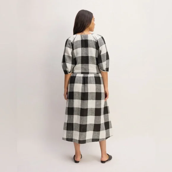 Everlane The Linen Oversized Puff Sleeve - Gingham (S) - Picture 8 of 13